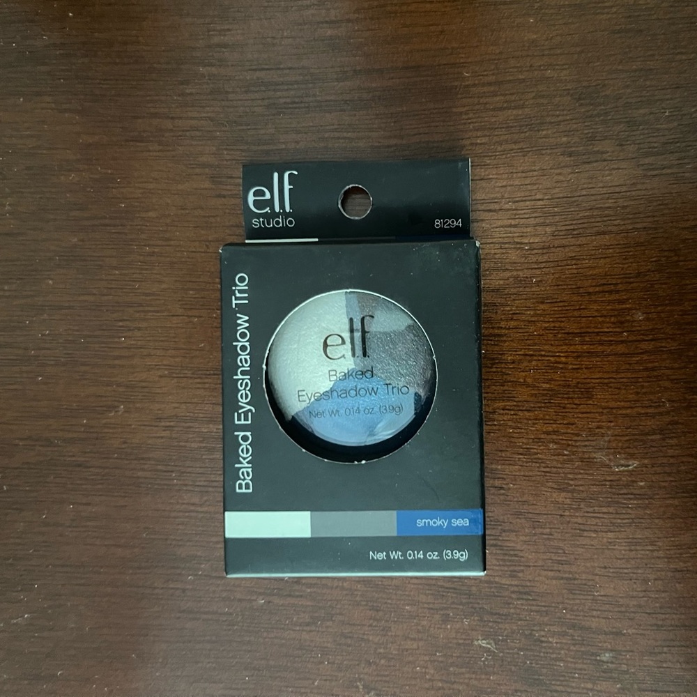 NEW ELF baked eyeshadow trio blue elf studio smoky sea palette